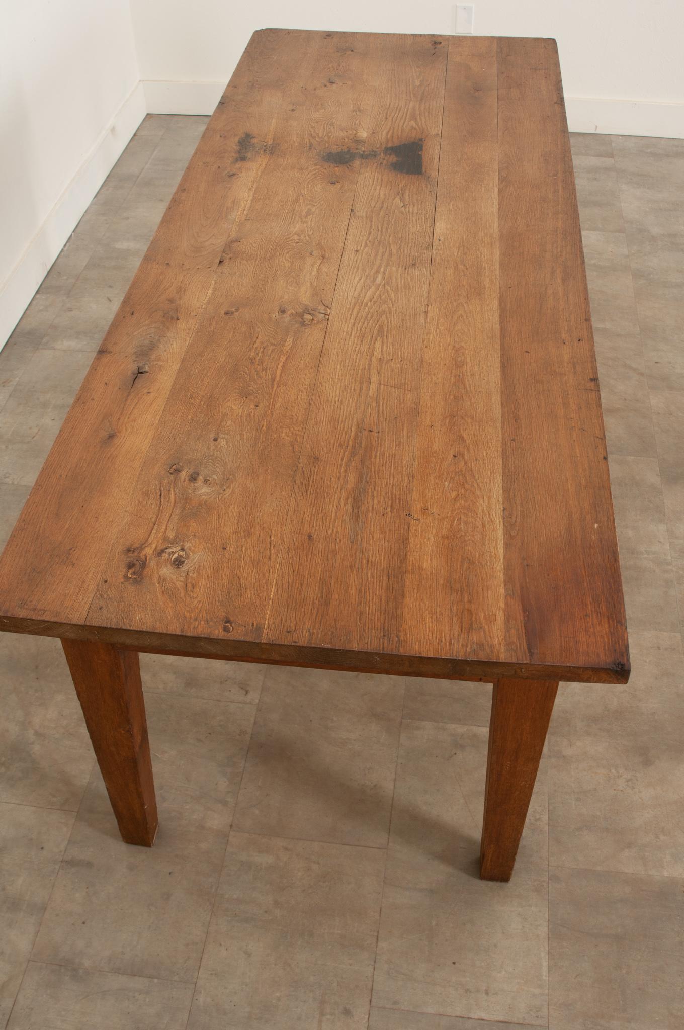 French 19th Century Solid Oak Farm Table In Good Condition In Baton Rouge, LA