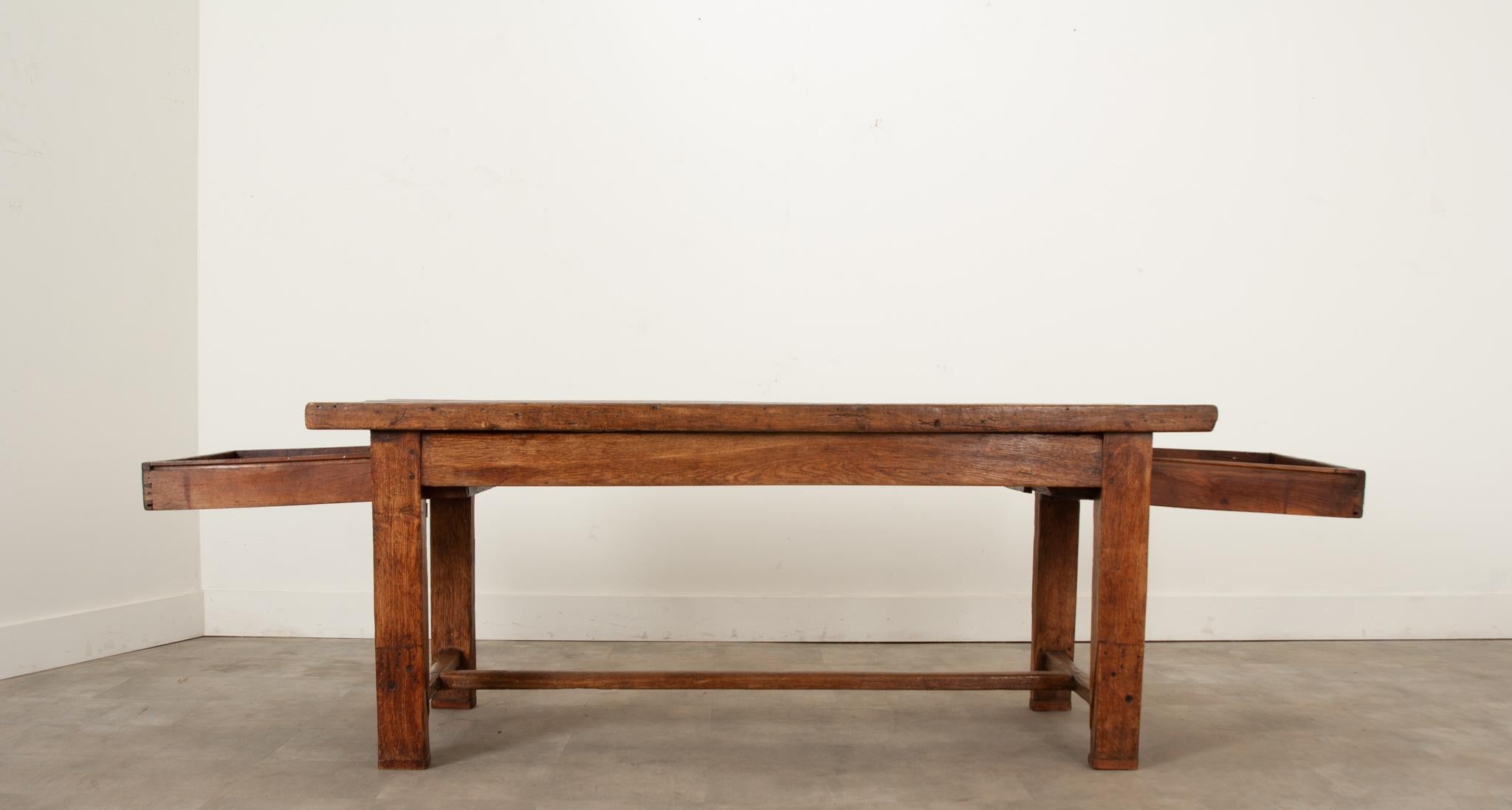 French 19th Century Solid Oak Farm Table For Sale 2