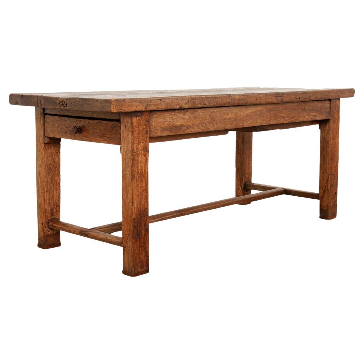 French 19th Century Solid Oak Farm Table For Sale