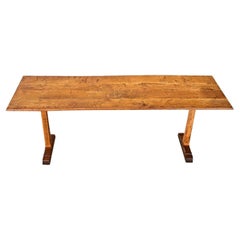 French 19th Century Solid Oak Pedestal Base Dining Table