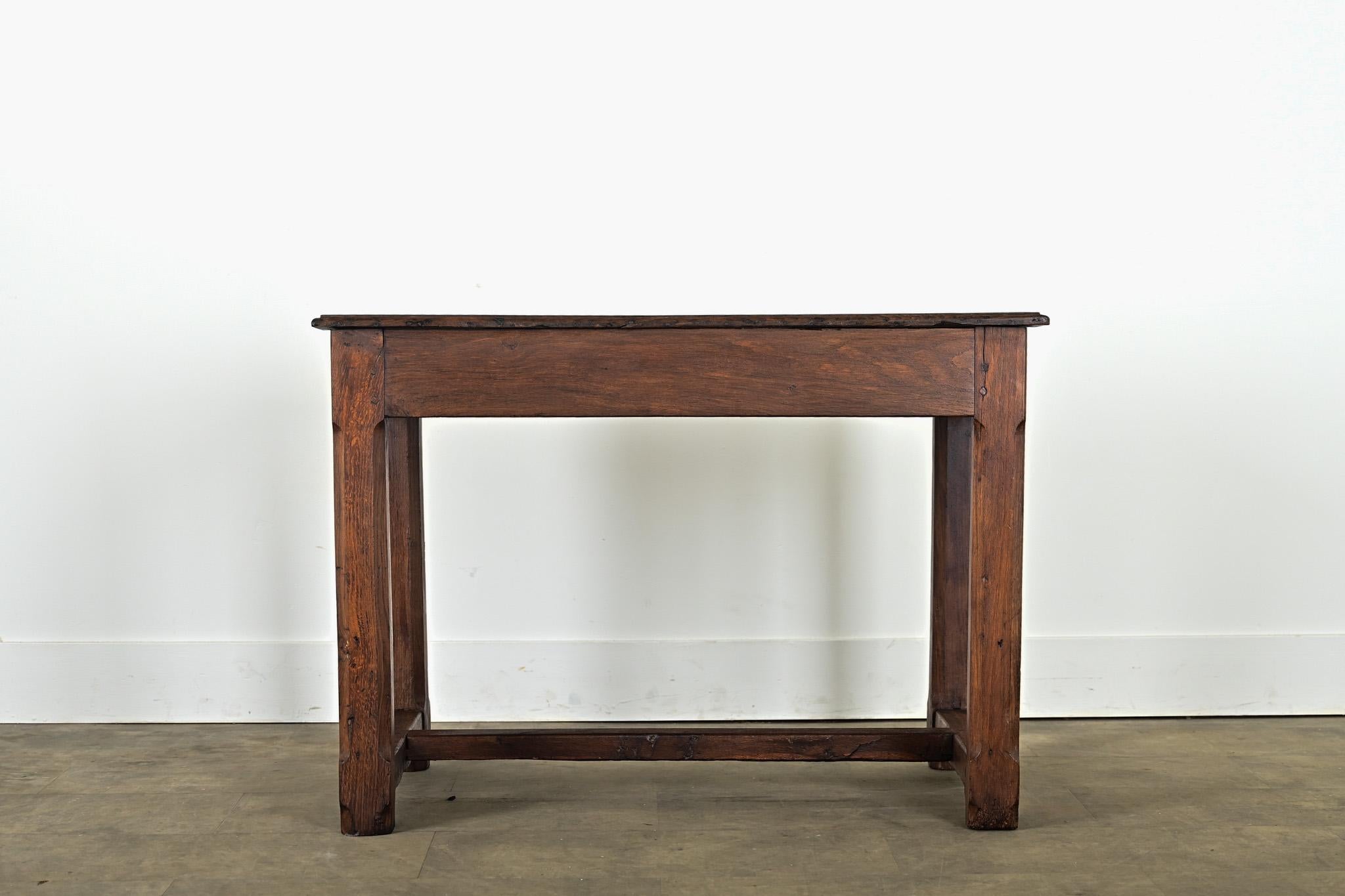 Rustic French 19th Century Solid Oak Petite Farm Table For Sale