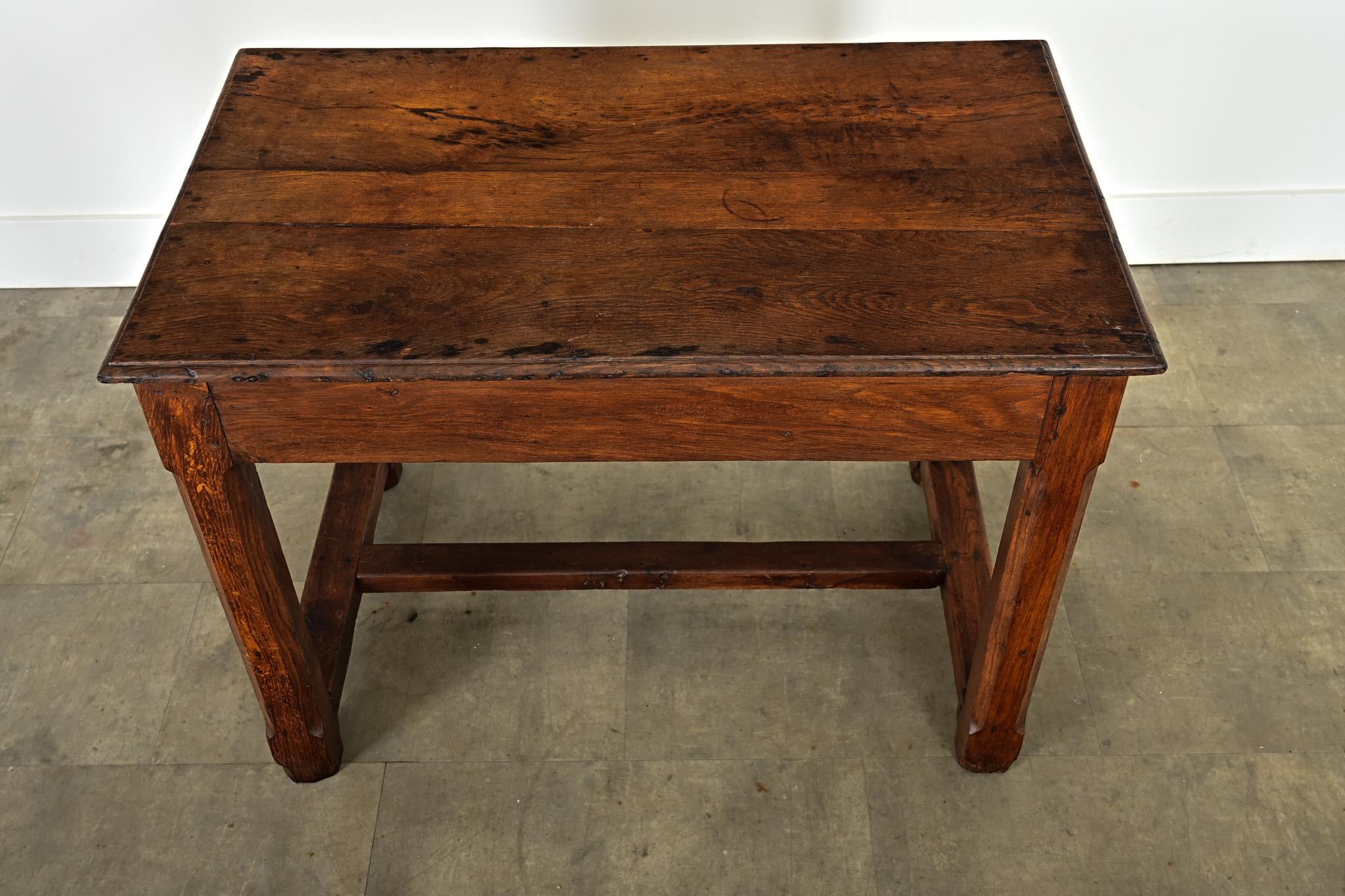 Carved French 19th Century Solid Oak Petite Farm Table For Sale