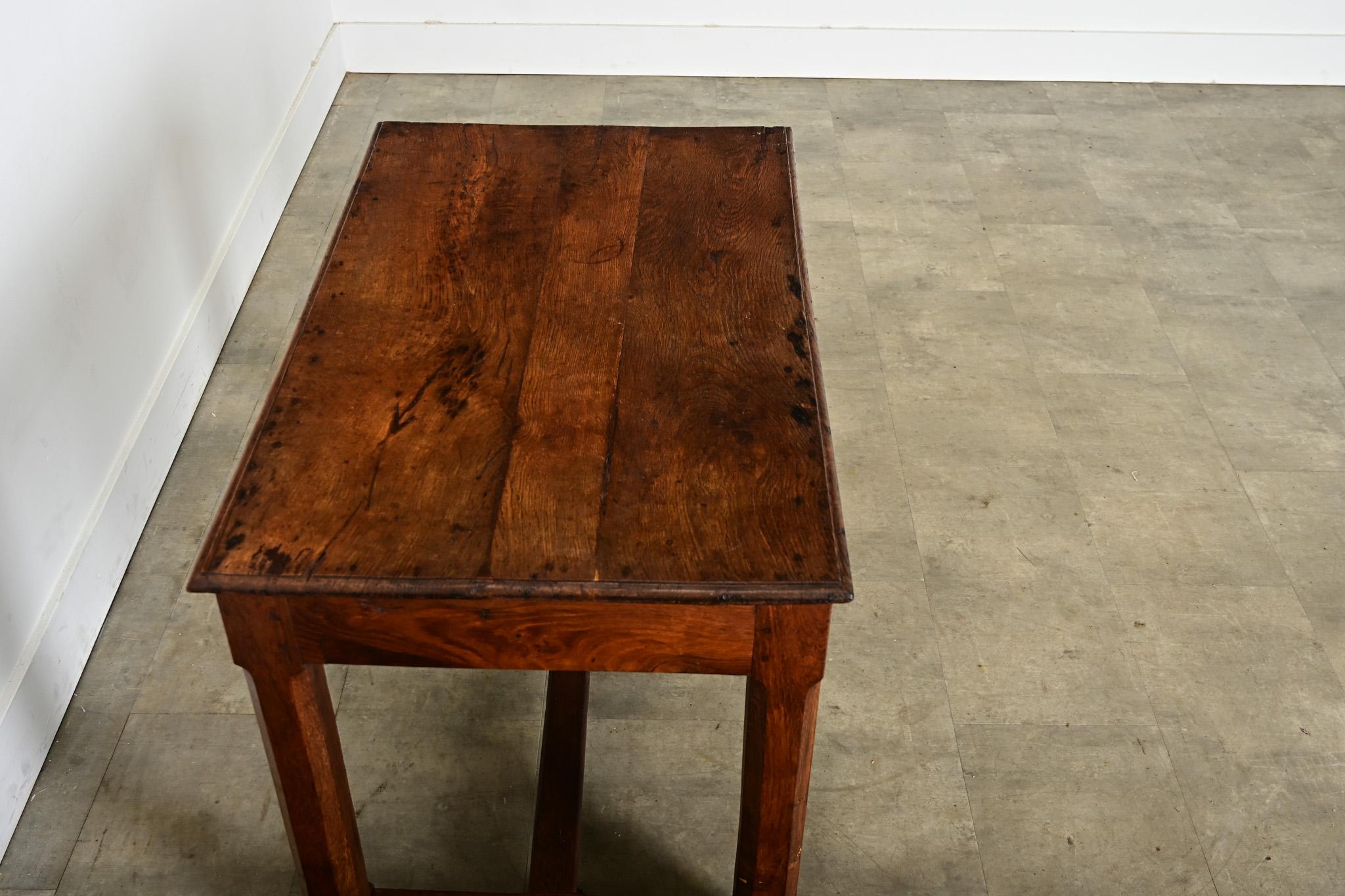French 19th Century Solid Oak Petite Farm Table For Sale 2