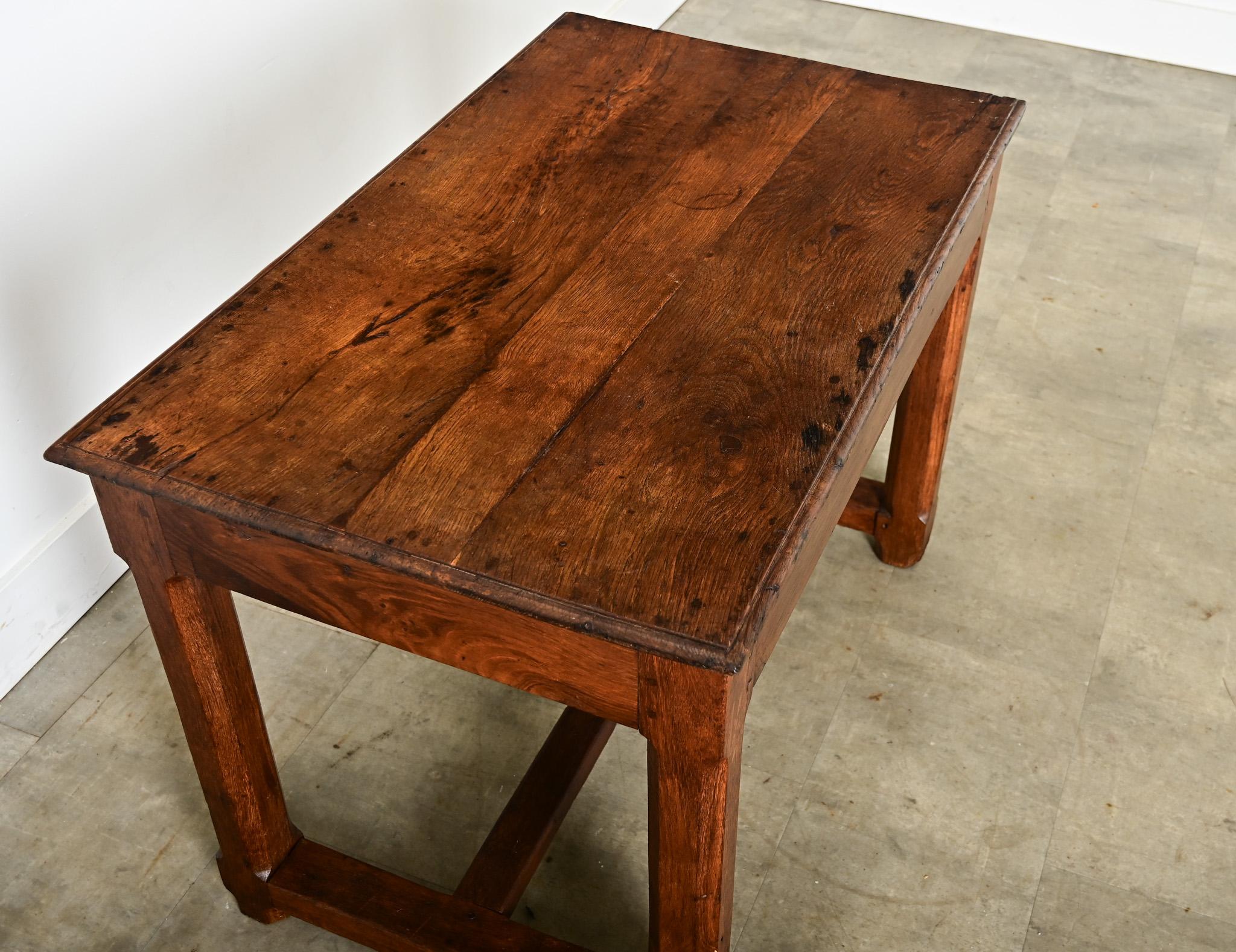 French 19th Century Solid Oak Petite Farm Table For Sale 3
