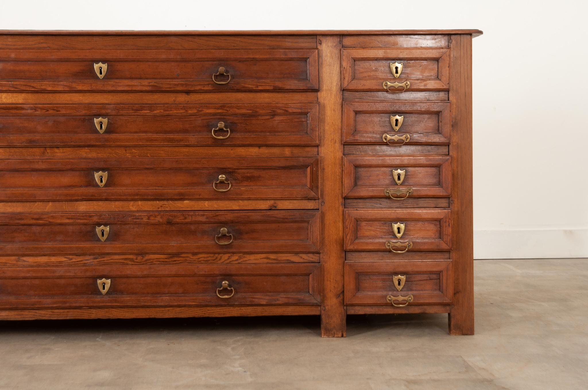 Woodwork French 19th Century Solid Oak Sacristy Cabinet For Sale