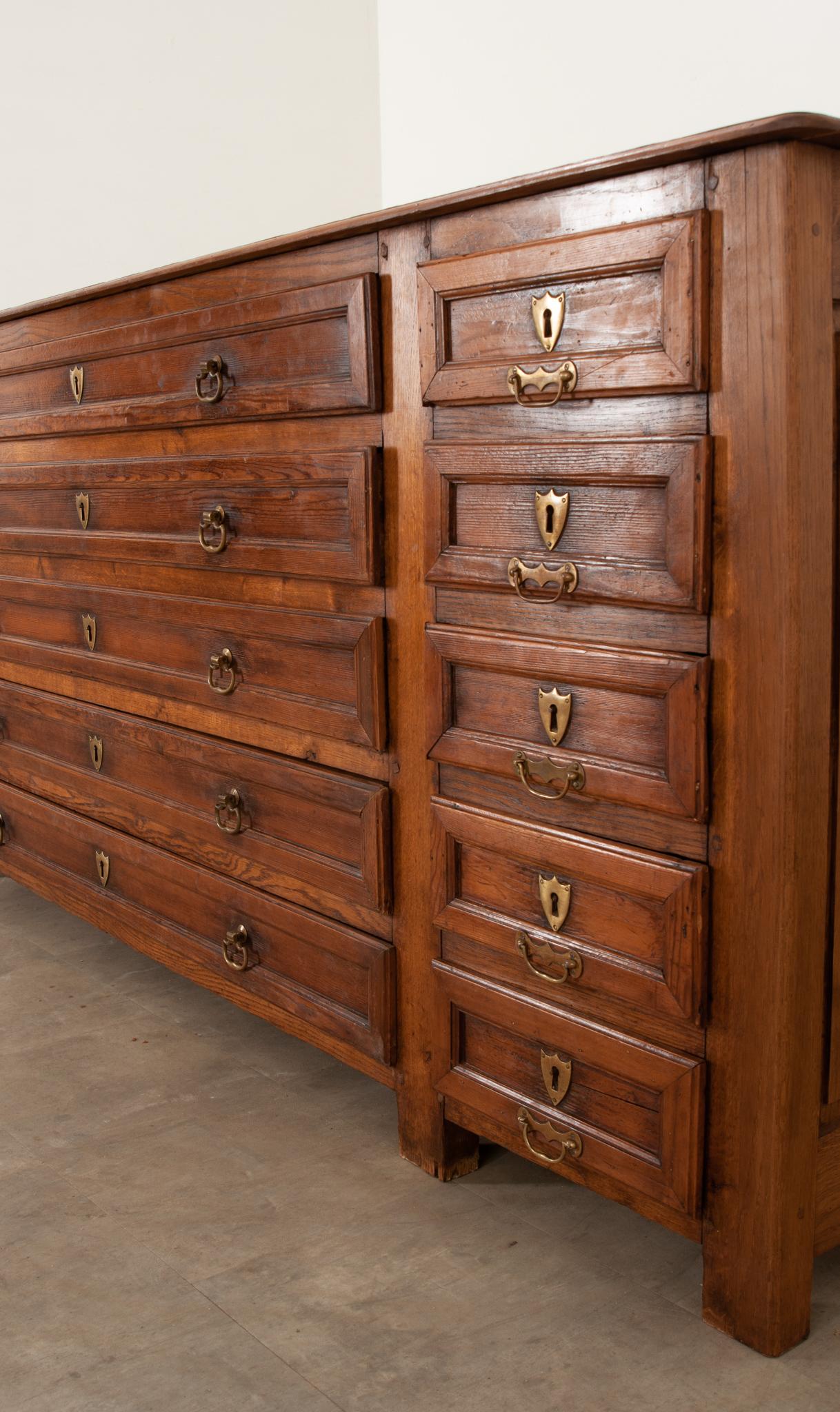 Metal French 19th Century Solid Oak Sacristy Cabinet For Sale