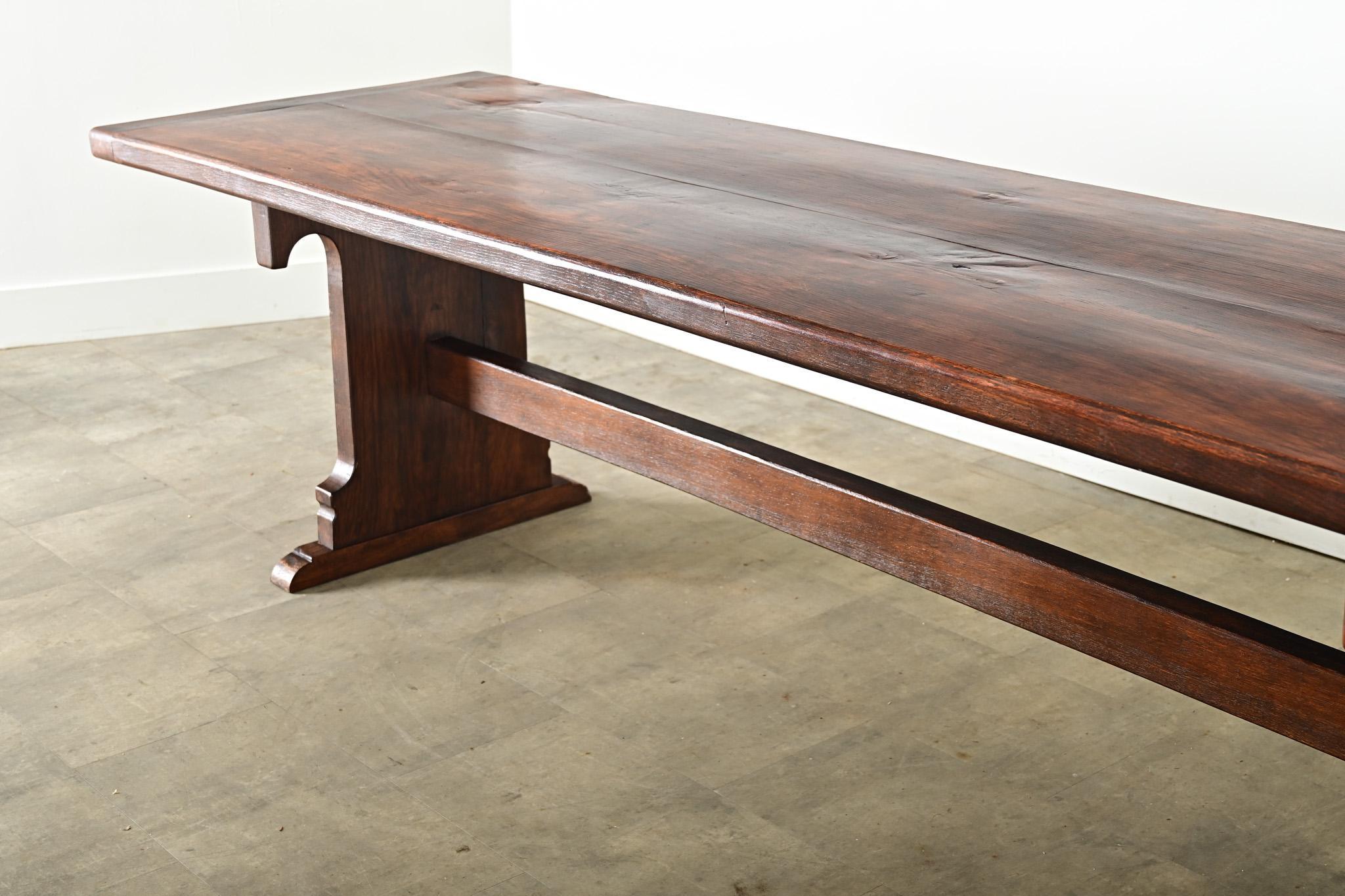 French 19th Century Solid Oak Trestle Table For Sale 6
