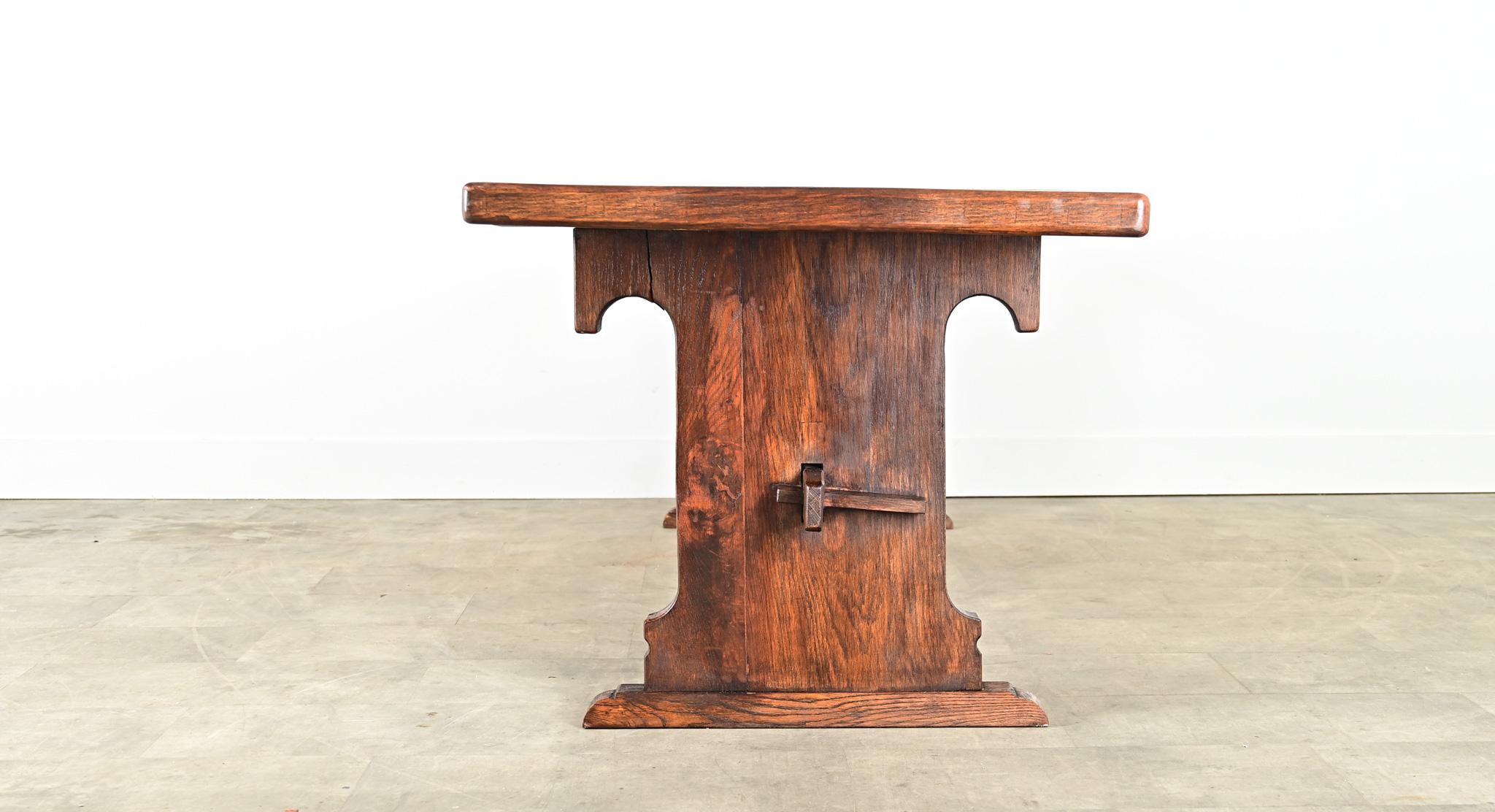French 19th Century Solid Oak Trestle Table For Sale 7