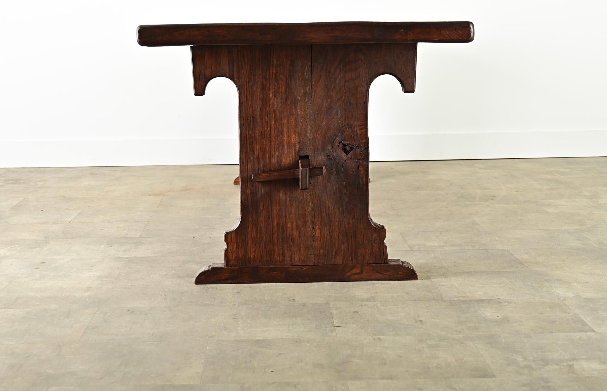 French 19th Century Solid Oak Trestle Table For Sale 10