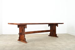 French 19th Century Solid Oak Trestle Table