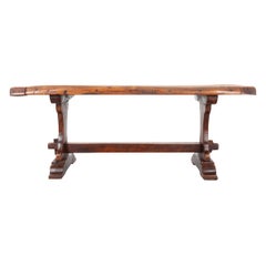 French 19th Century Solid Oak Trestle Table