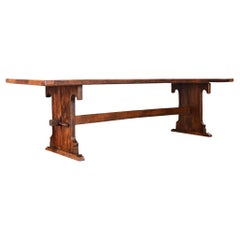 French 19th Century Solid Oak Trestle Table