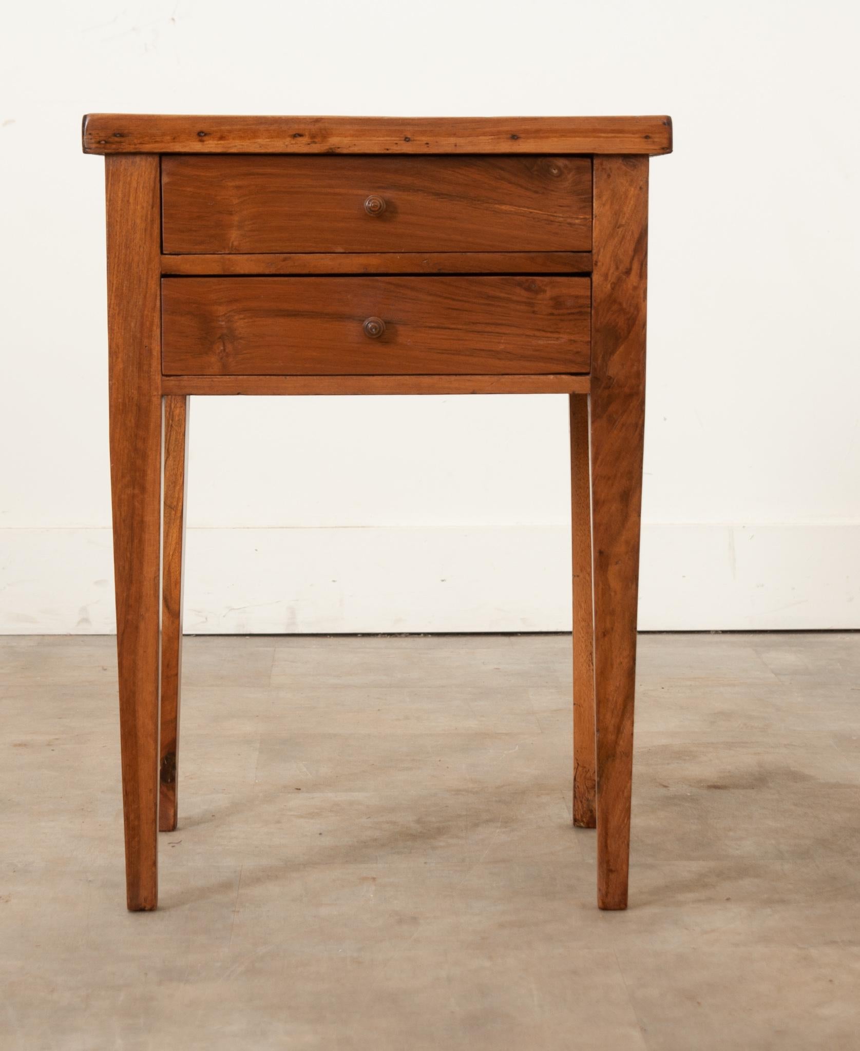 Hand-Carved French 19th Century Solid Walnut Bedside Table For Sale