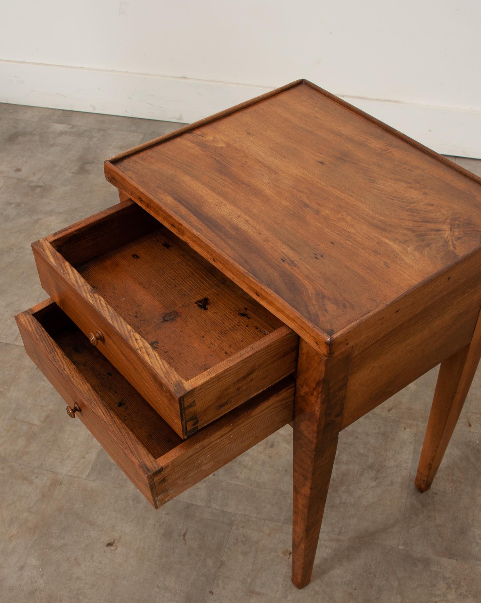 French 19th Century Solid Walnut Bedside Table For Sale 1