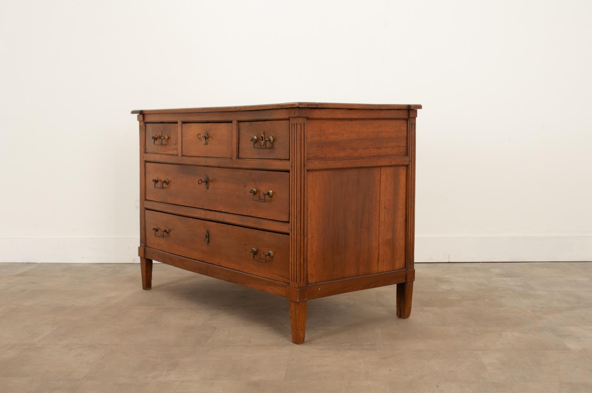 French 19th Century Solid Walnut Directoire Commode 2