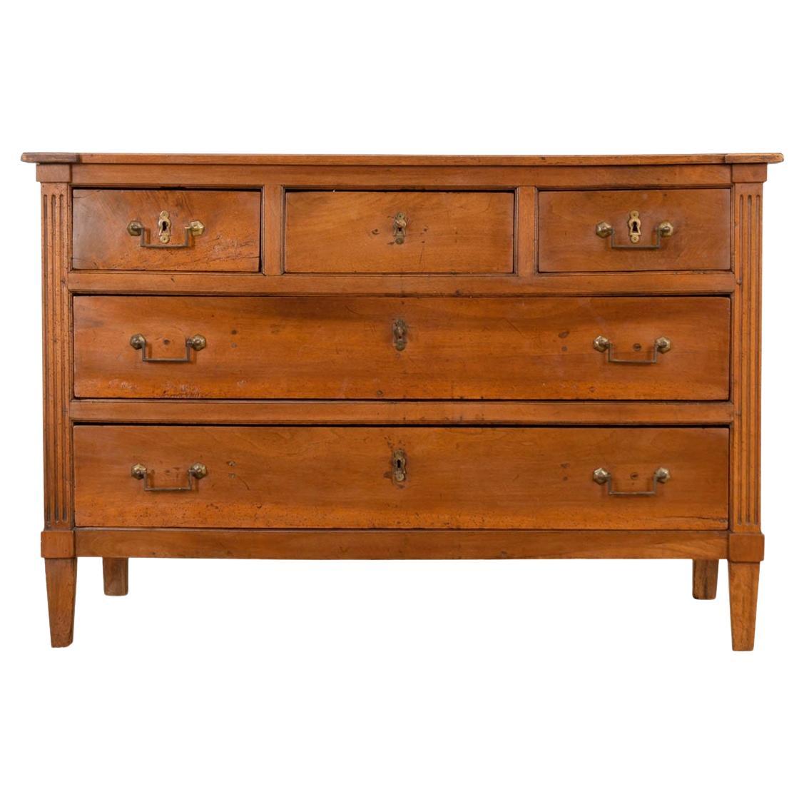 French 19th Century Solid Walnut Directoire Commode