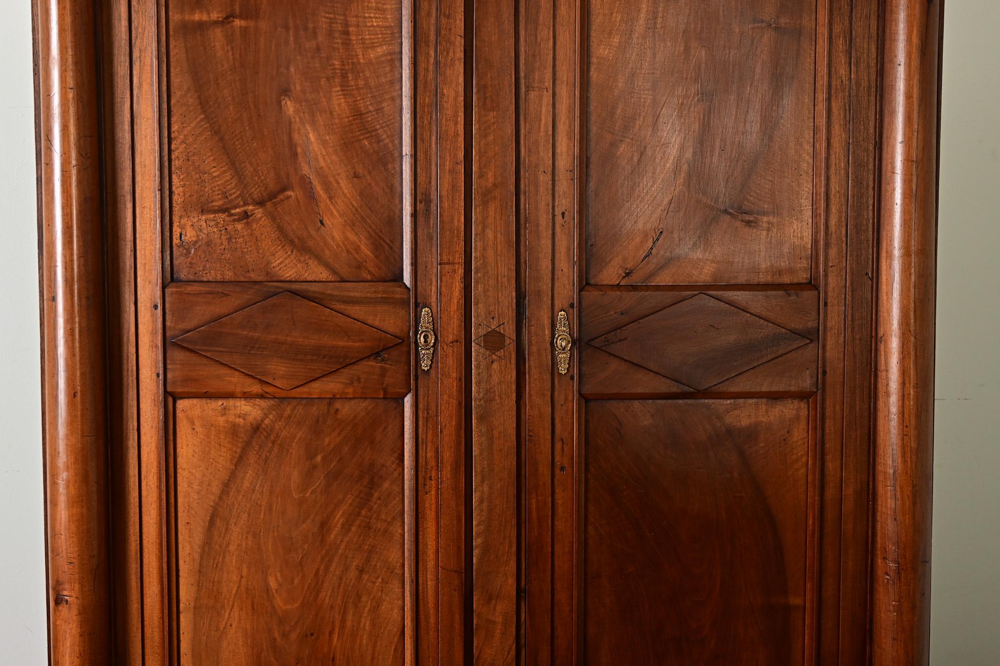 French 19th Century Solid Walnut Empire Armoire 1
