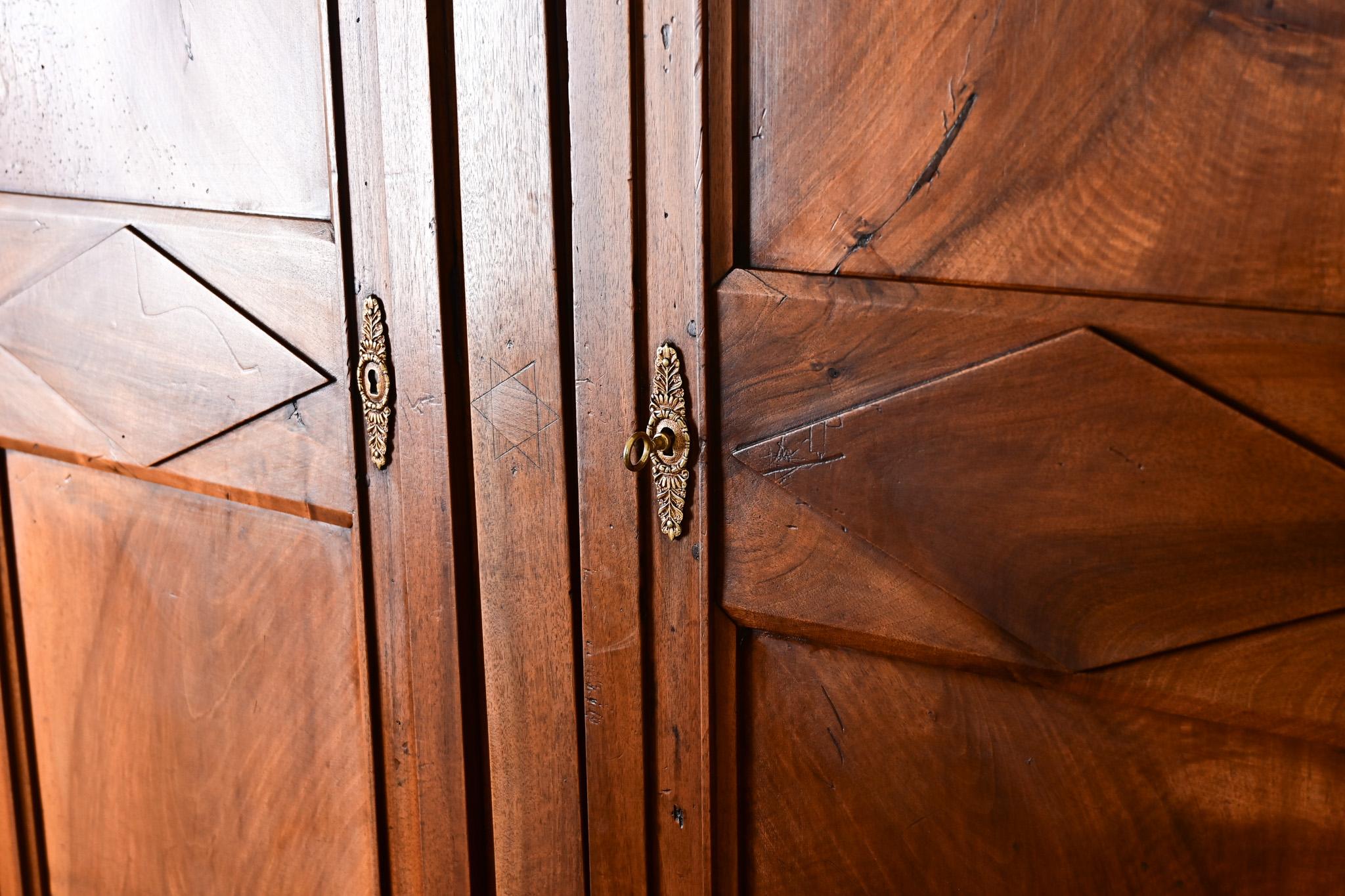 French 19th Century Solid Walnut Empire Armoire 3