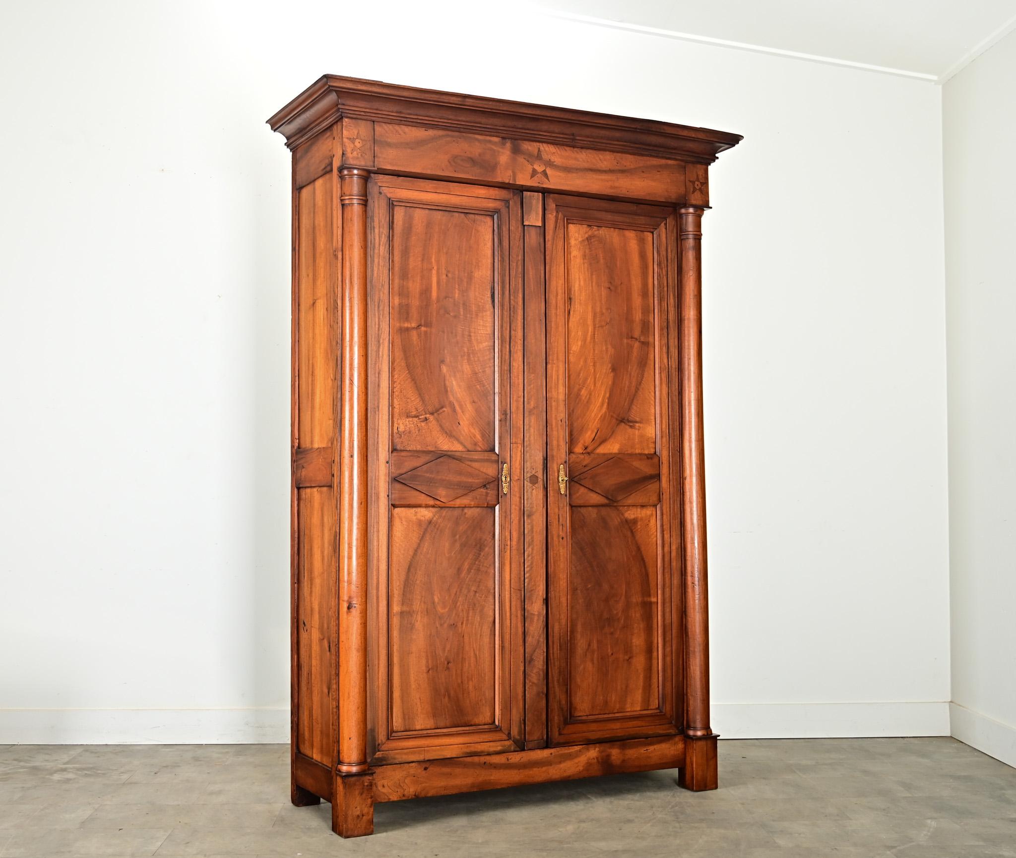 French 19th Century Solid Walnut Empire Armoire 5
