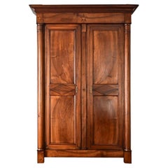French 19th Century Solid Walnut Empire Armoire