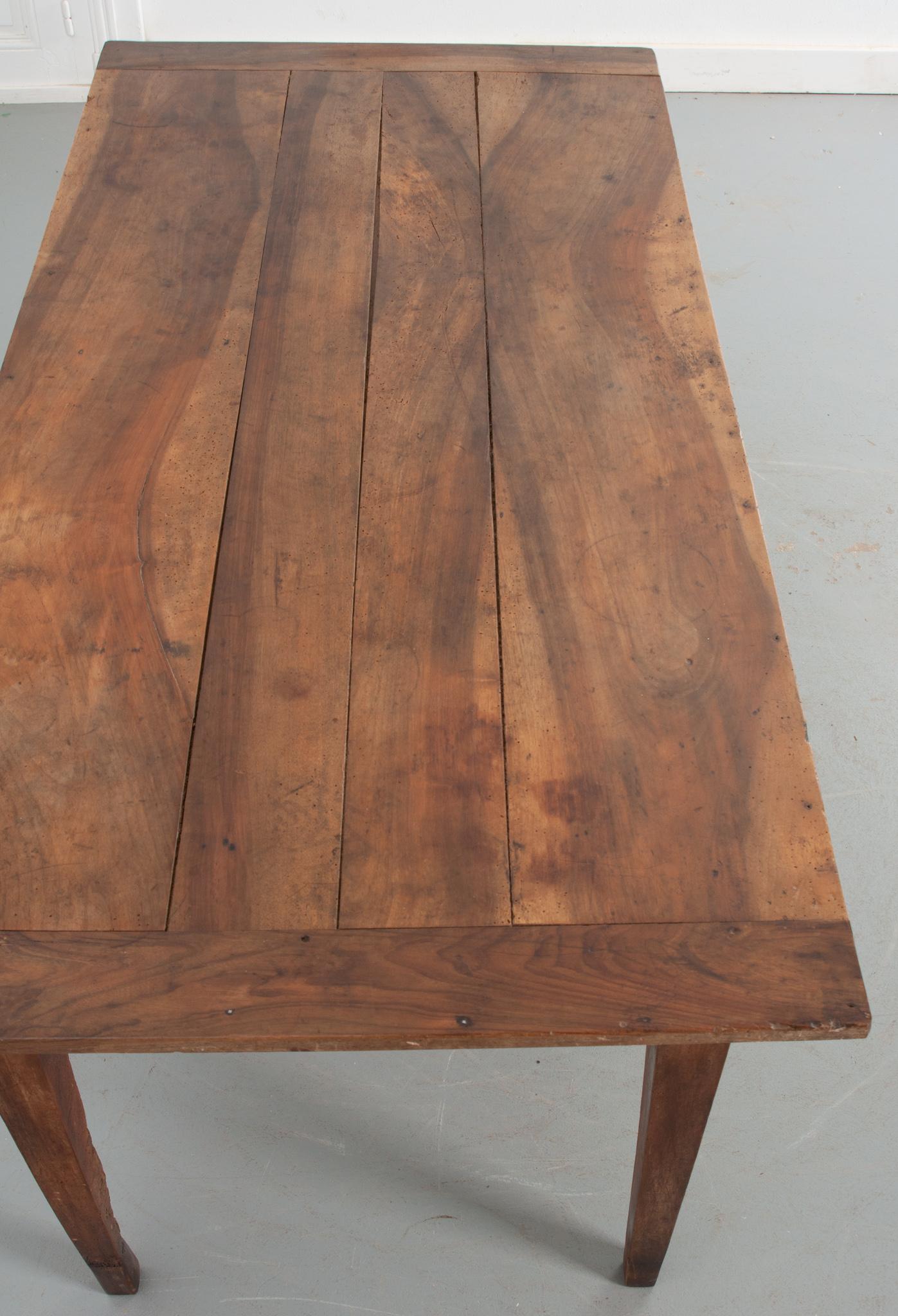 Hand-Carved French 19th Century Solid Walnut Farm Table