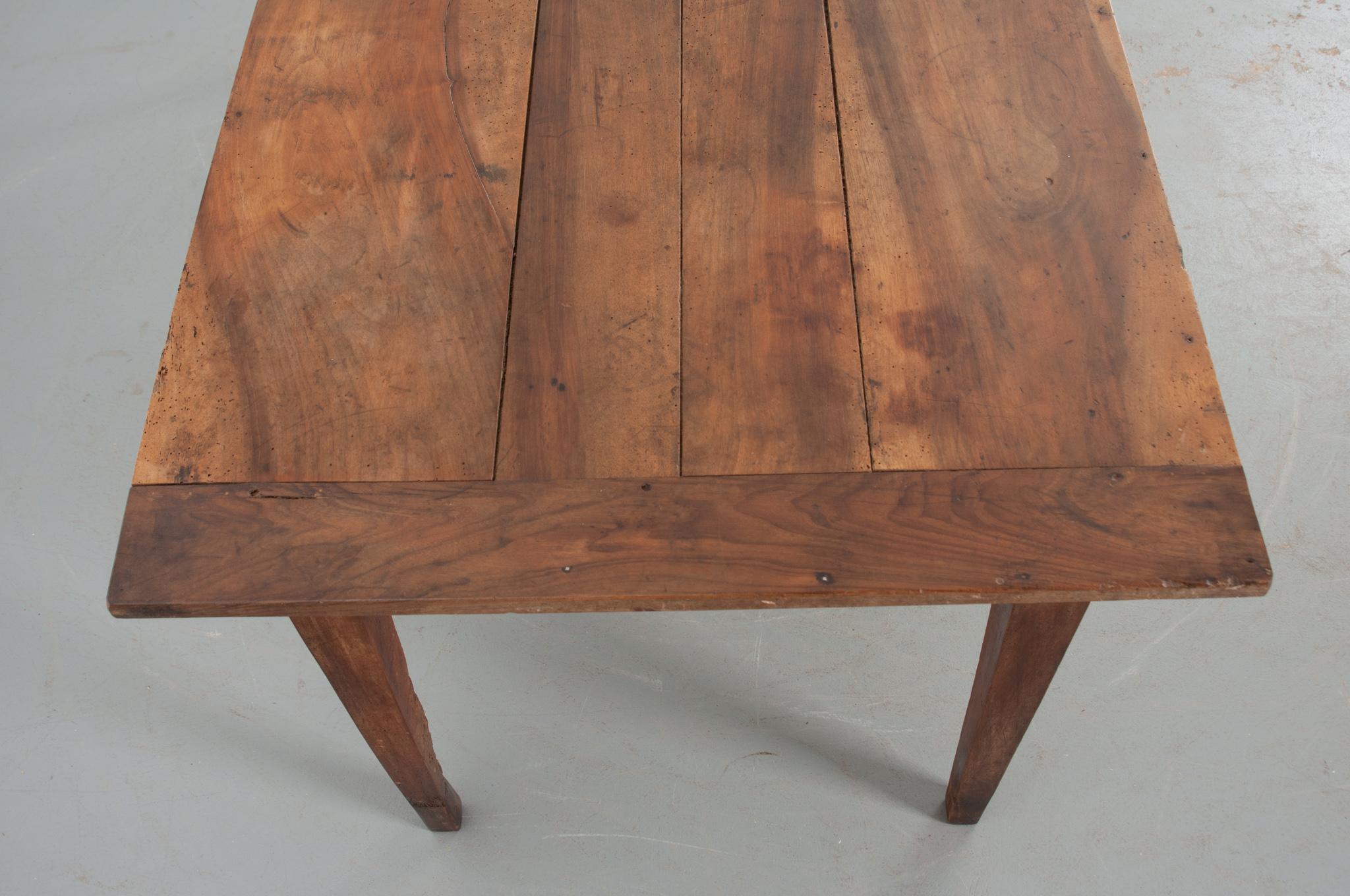 French 19th Century Solid Walnut Farm Table In Good Condition In Baton Rouge, LA