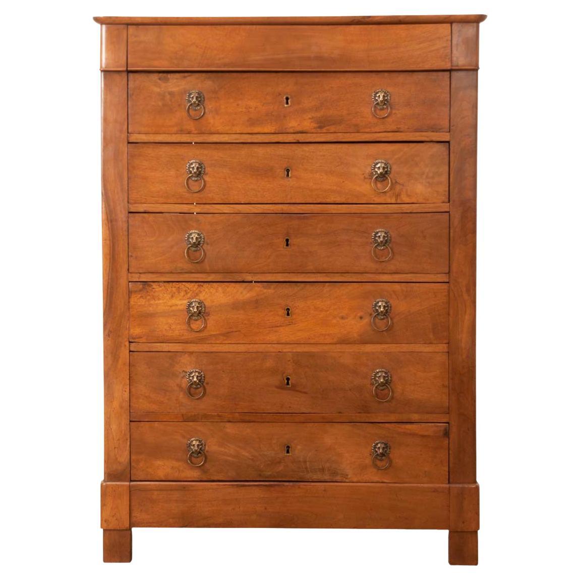 French 19th Century Solid Walnut Semainier