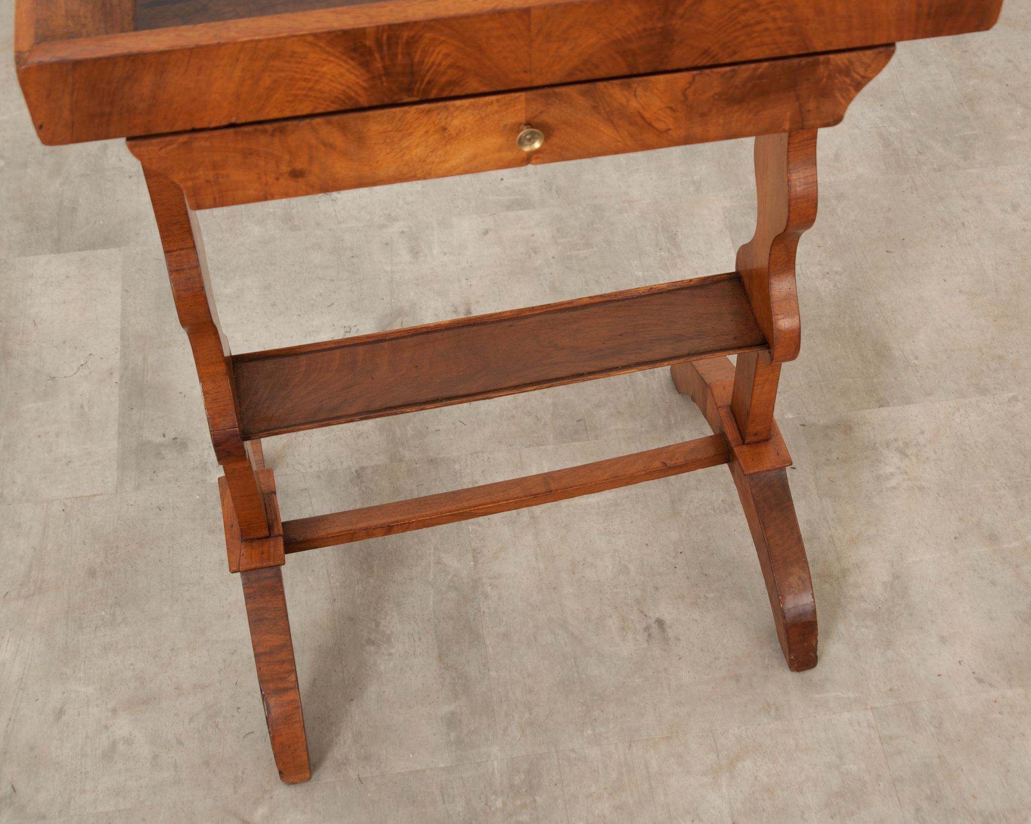 Rustic French 19th Century Solid Walnut Side Table For Sale