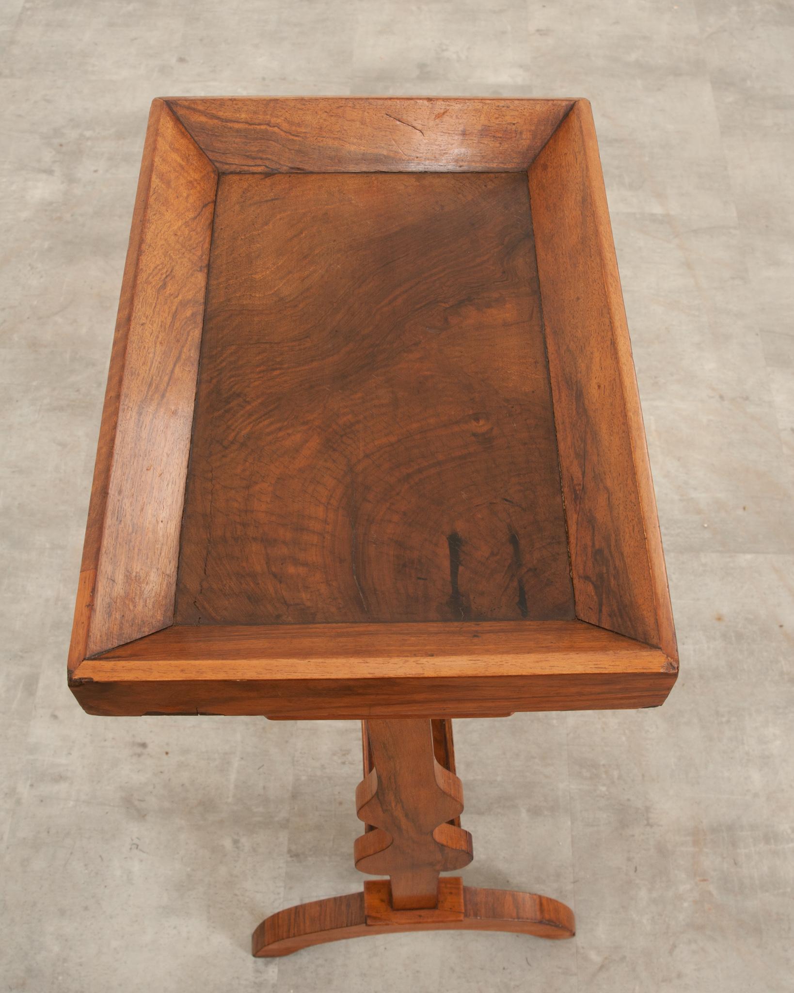 Patinated French 19th Century Solid Walnut Side Table For Sale