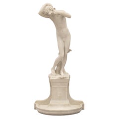French 19th Century Solid White Carrara Marble Statue/Basin