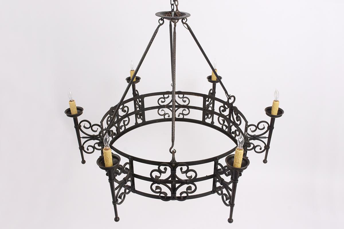 French 19th Century Spanish Colonial Style Forged Iron Chandelier (Spanisch Kolonial)