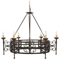 French 19th Century Spanish Colonial Style Forged Iron Chandelier