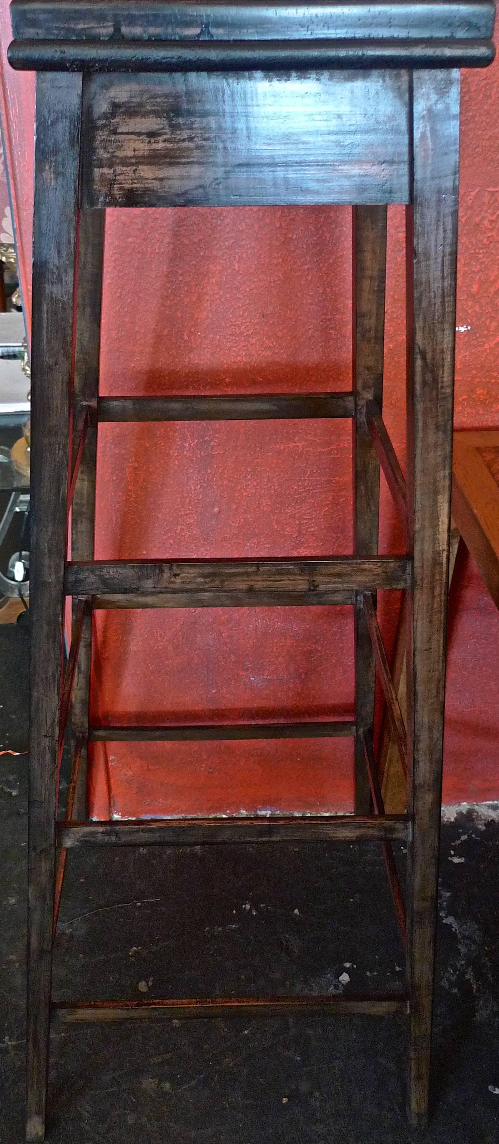 French 19th century stained walnut pedestal with three rungs.