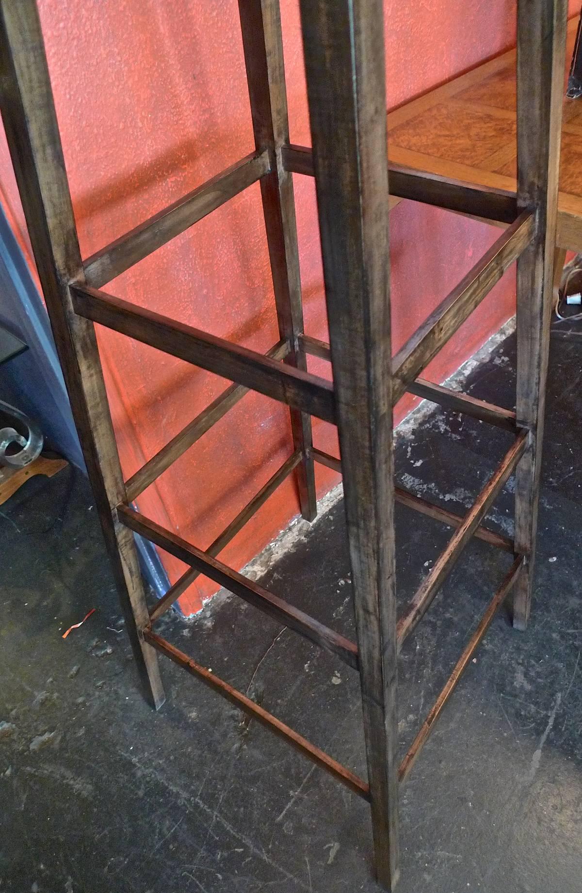 French 19th Century Stained Walnut Pedestal with Three Rungs In Distressed Condition In Santa Monica, CA