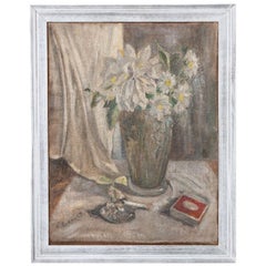 Antique French 19th Century Still Life Oil on Canvas