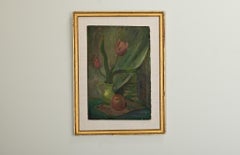 French 19th Century Still Life Painting of Tulips