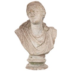 French 19th Century Stone Bust of Robed Lady