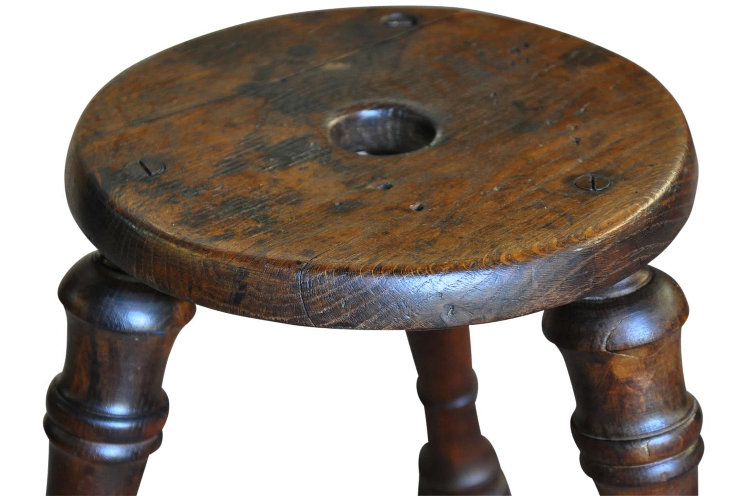 Oak French 19th Century Stool For Sale
