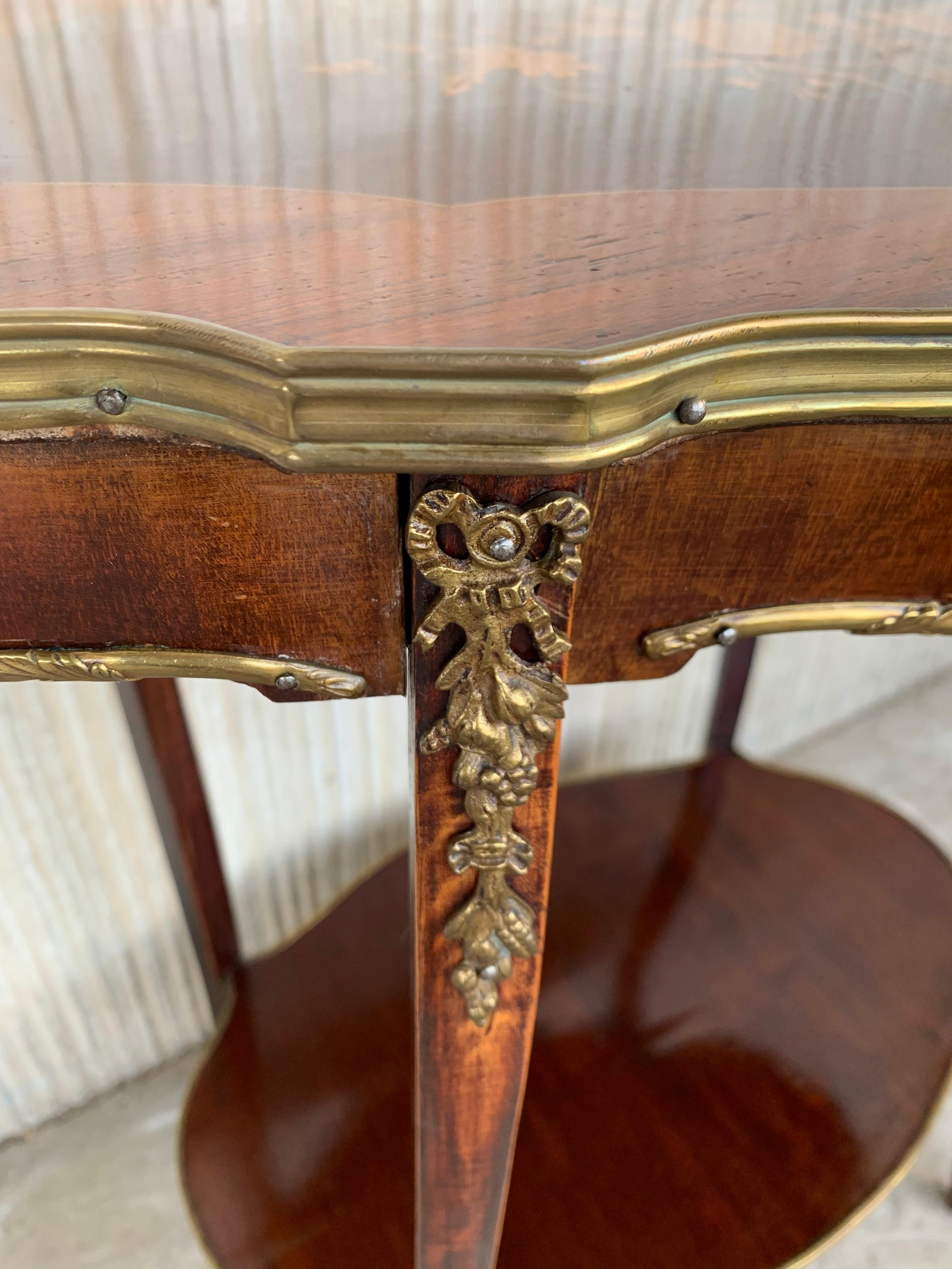 French 19th Century Table Louis XV Style with Floral Marquetry and Gilt Bronze For Sale 7