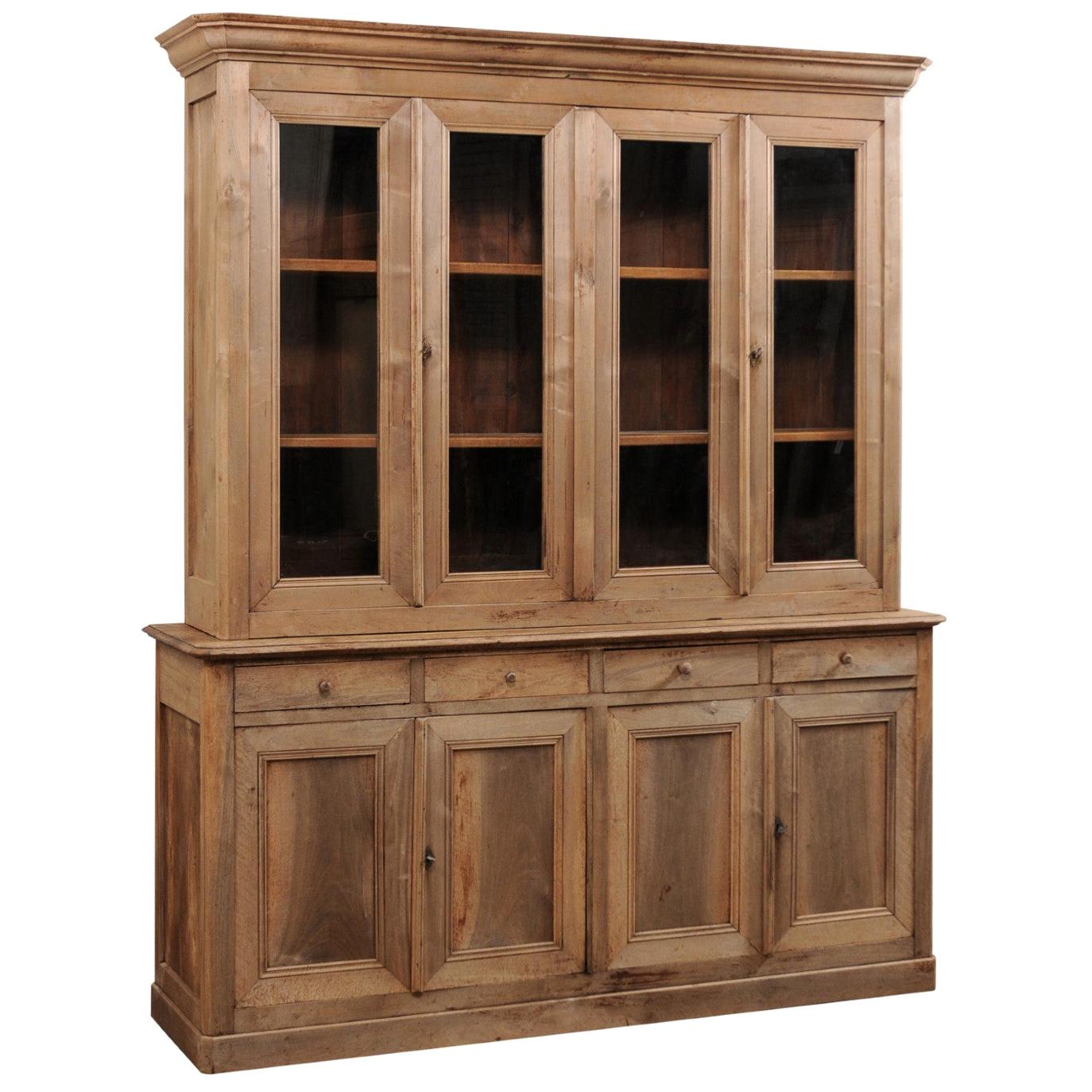French 19th Century Tall Cabinet w/ Glass Display Top over Closed Storage Below