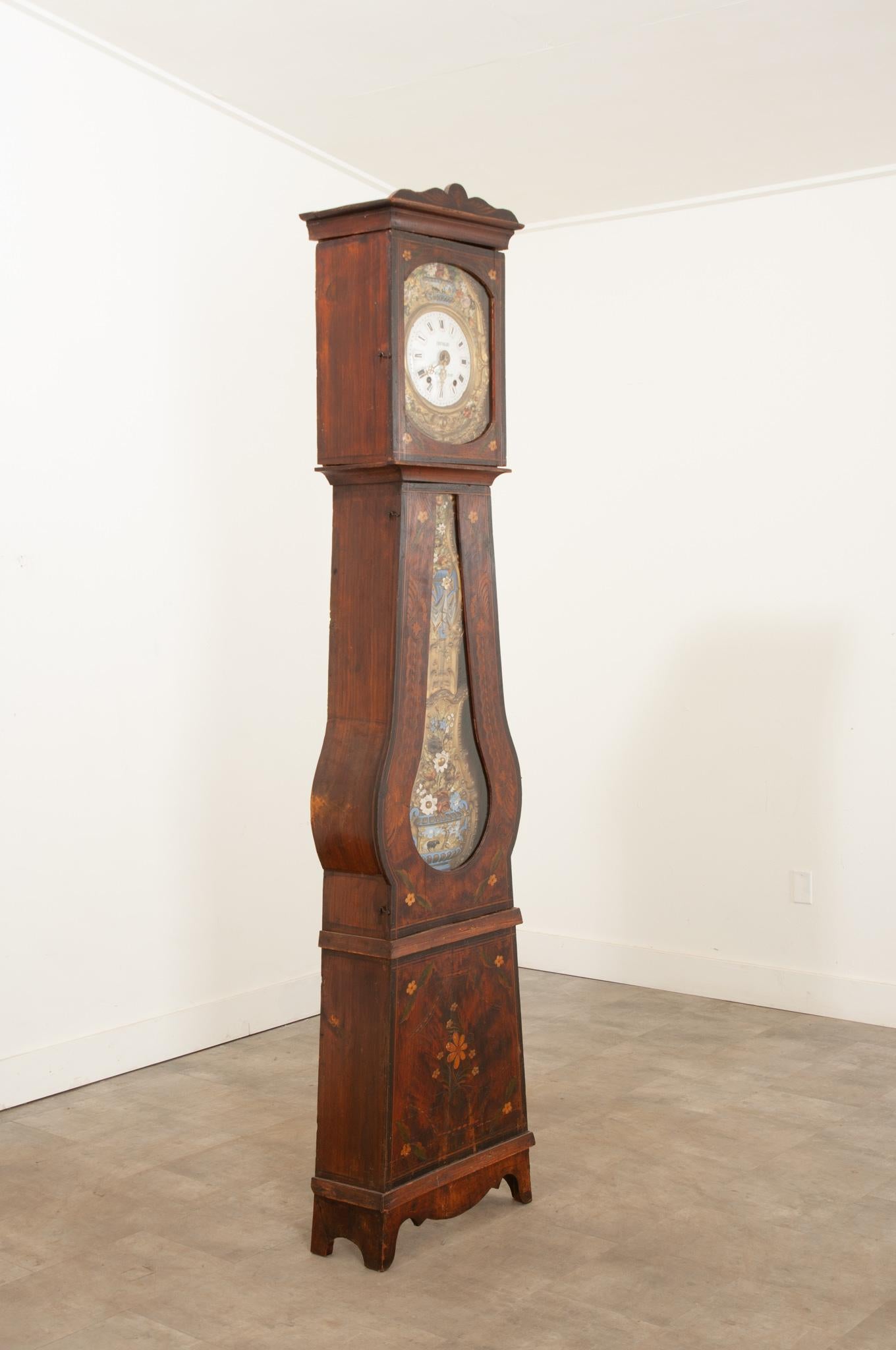 Métal Horloge à grande caisse française du 19e siècle en vente