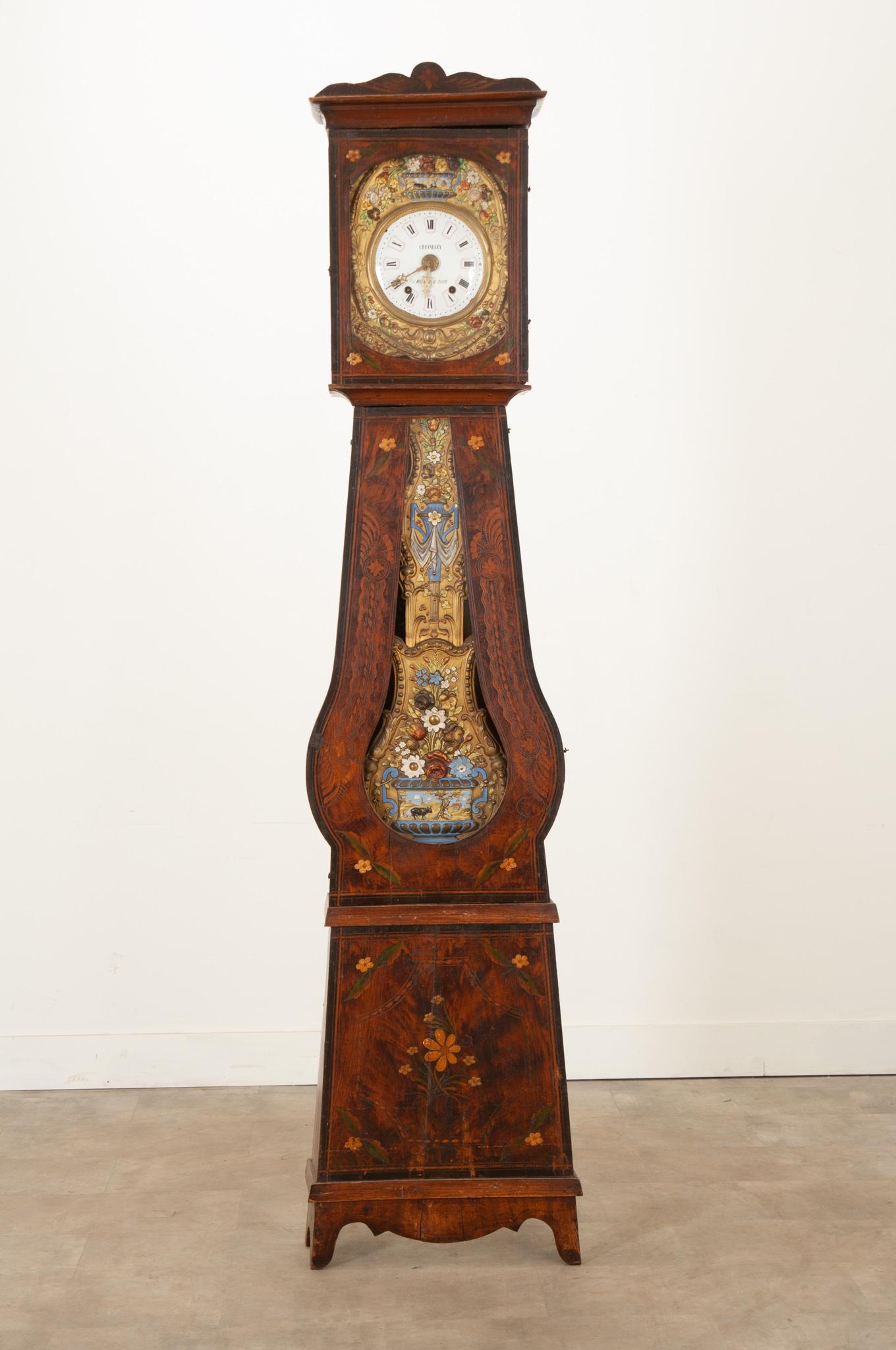French Provincial French 19th Century Tall Case Clock For Sale