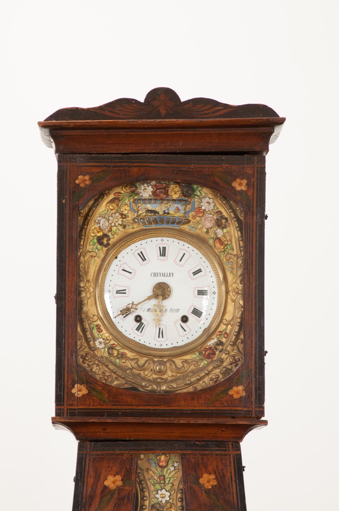 French Provincial French 19th Century Tall Case Clock For Sale