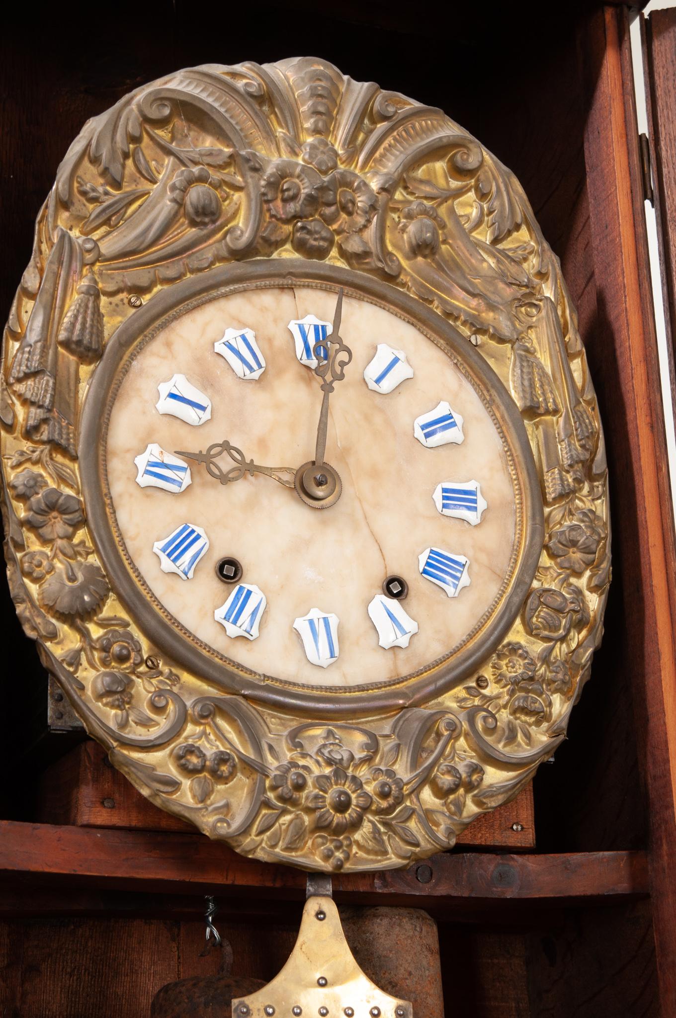 Chêne Horloge à grande caisse française du 19e siècle en vente