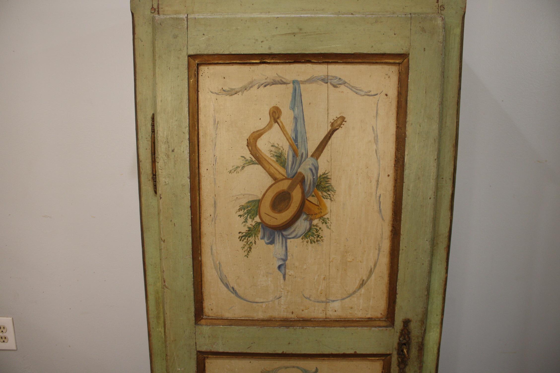 Louis XVI French 19th Century Tall Painted Cabinet For Sale