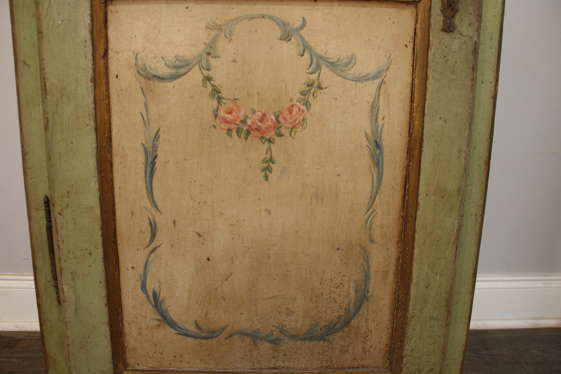 Wood French 19th Century Tall Painted Cabinet For Sale
