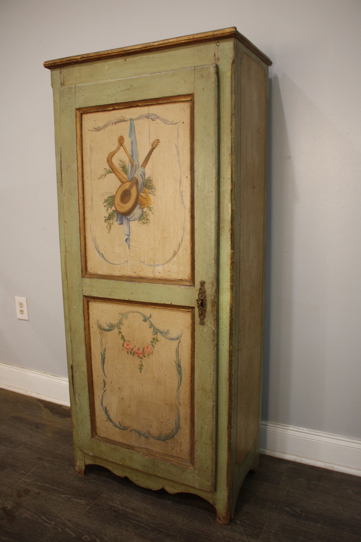 French 19th Century Tall Painted Cabinet For Sale 2