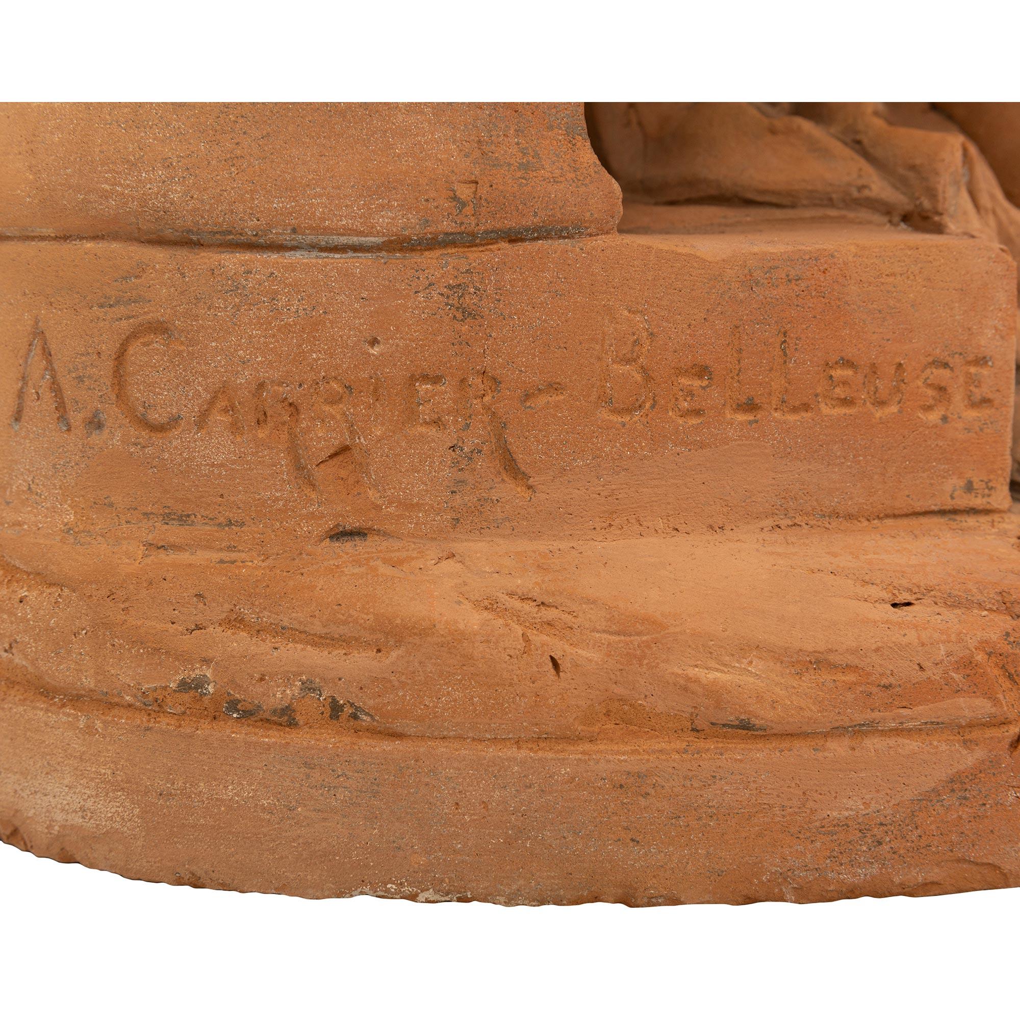 Scultura in terracotta francese del XIX secolo raffigurante Diana, firmata Albert Ernest Carrier in vendita 5