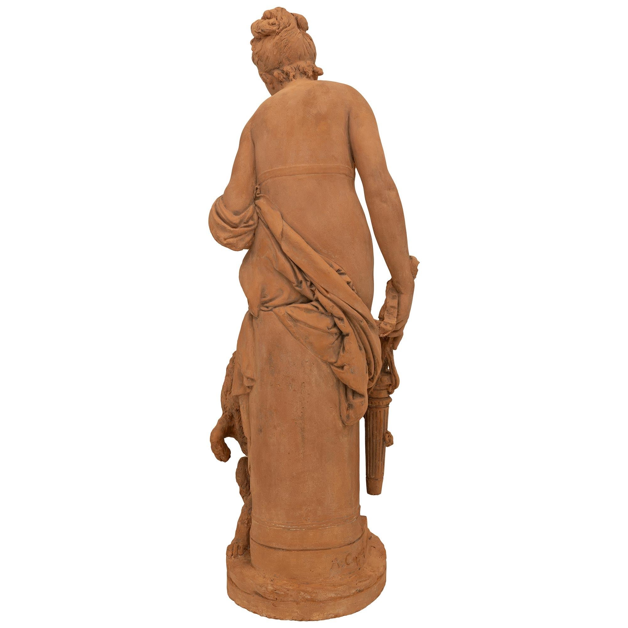Scultura in terracotta francese del XIX secolo raffigurante Diana, firmata Albert Ernest Carrier in vendita 6