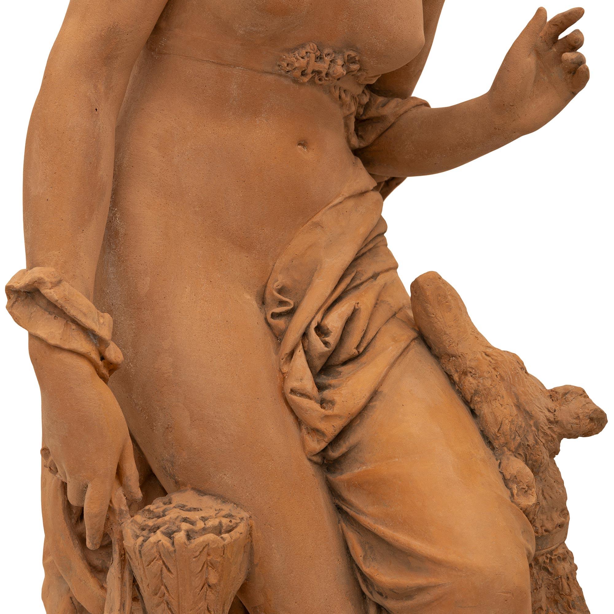 Scultura in terracotta francese del XIX secolo raffigurante Diana, firmata Albert Ernest Carrier in vendita 1